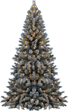a silver christmas tree with white lights