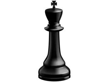 a black chess piece on a white background