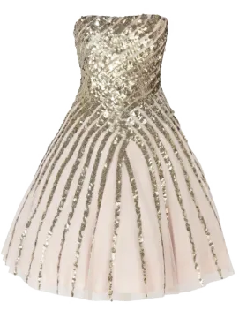 a little girl's dress in pink and gold