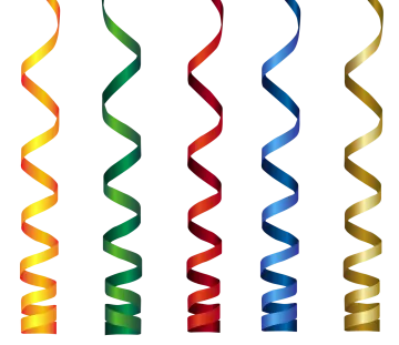 a set of colorful ribbons on white background