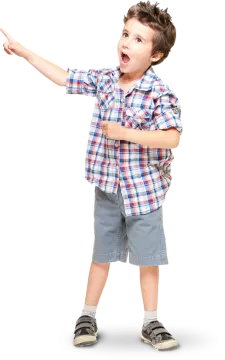 a little boy pointing his finger at the camera
