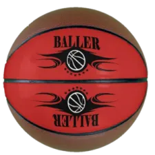 a red basketball ball with black and white flames on it