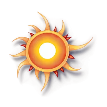 the sun in a white background