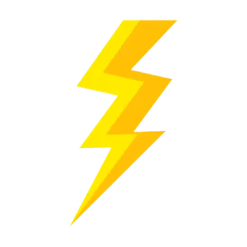 a yellow lightning bolt on a white background