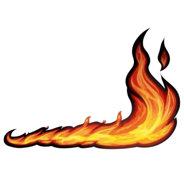 a fire flame on a white background