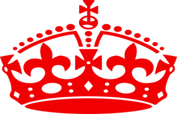a red crown on a white background