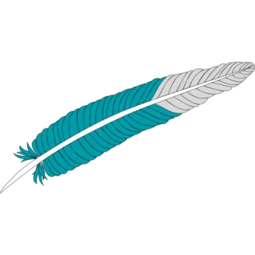 a blue feather with white feathers