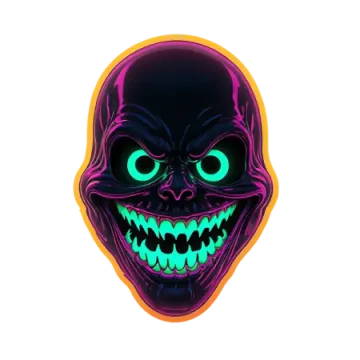 an image of a skull with glowing green eyes
