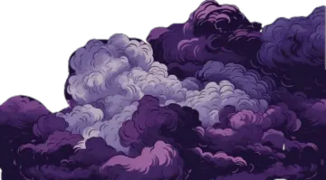 a bunch of purple clouds on a white background