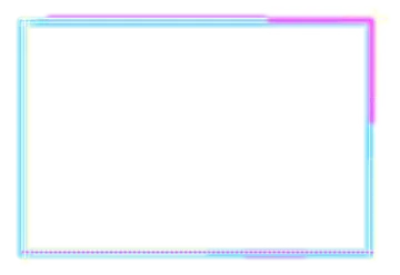 a white square frame with blue and pink lines
