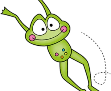 a cartoon frog flying through the air