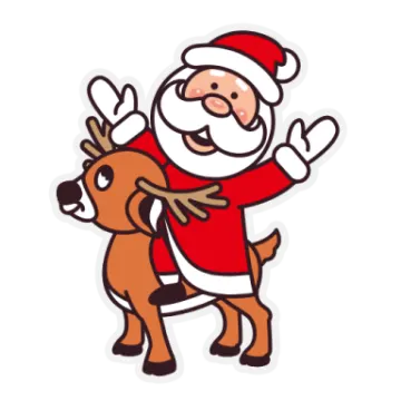 a cartoon santa riding on a reindeer