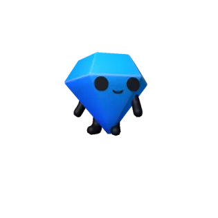 a blue cube with a black face on it