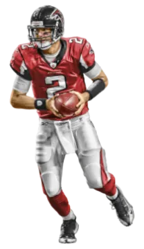 a drawing of a football player holding a ball