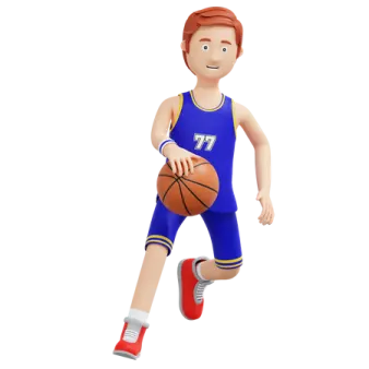 a cartoon character with a basketball ball