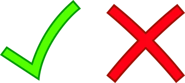 a green and red check marks