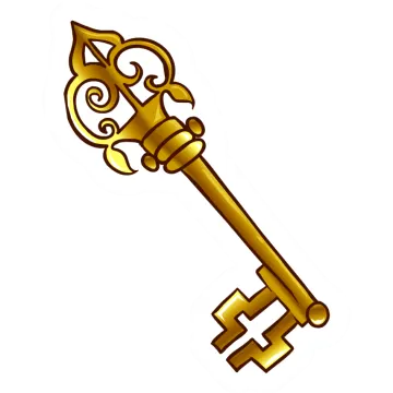 a golden key on a white background