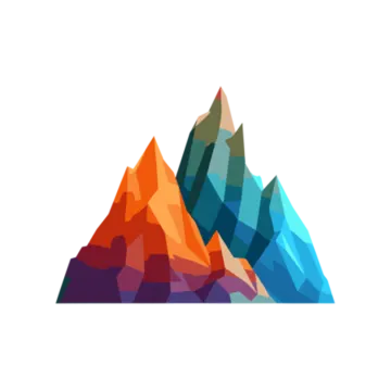 a colorful mountain logo