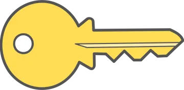 a yellow key with a white background