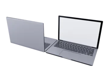 an open laptop computer with a blank screen