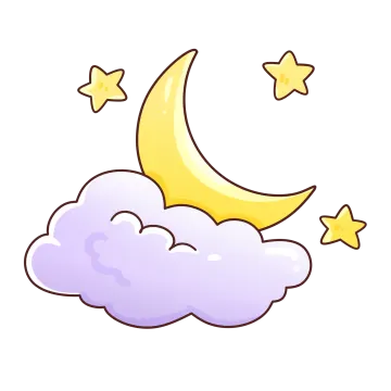 a cartoon moon and clouds with stars
