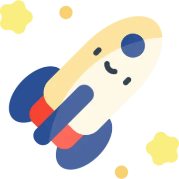 an illustration of a rocket with a smiley face