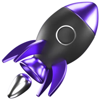 a blue and black rocket is flying through the air