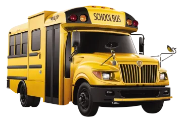 a yellow school bus on a white background