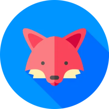 a red fox icon on a blue circle
