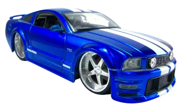 a blue toy car on a white background