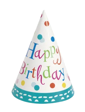 a party hat with the words happy birthday on it