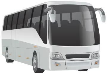 a white bus is shown in this image
