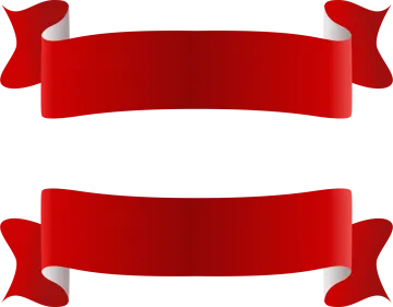 two red ribbons on a white background