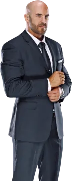 a man in a suit with his arms crossed