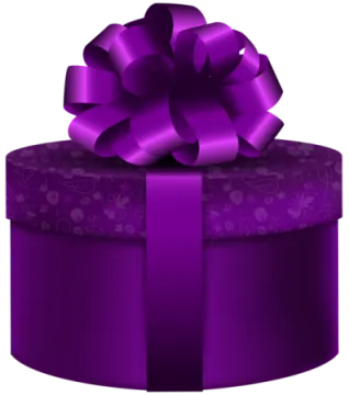a purple gift box with a bow