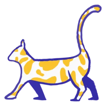 a yellow and white cat with blue spots