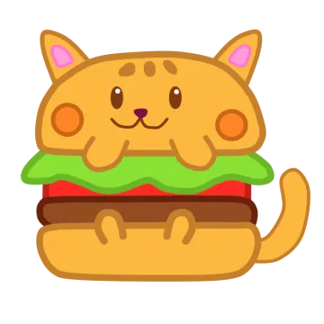 a cat sitting on top of a hamburger