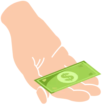 a hand holding a dollar bill