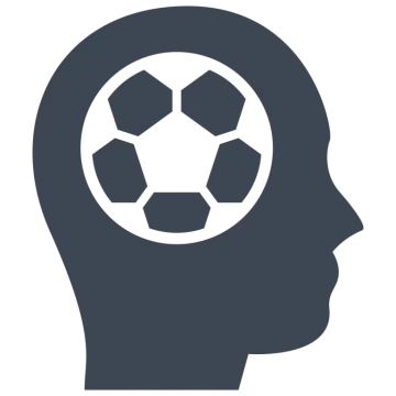 a head with a soccer ball inside of it