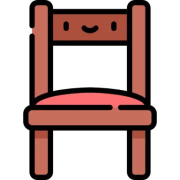 a wooden chair with a pink seat
