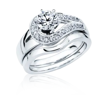 a white gold engagement ring set with diamonds