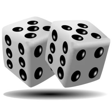 two white dice with black spots on them