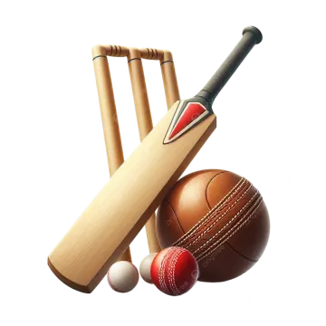 a wooden cricket bat, ball and bat