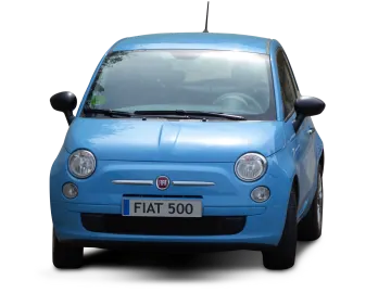 a blue fiat car on a white background