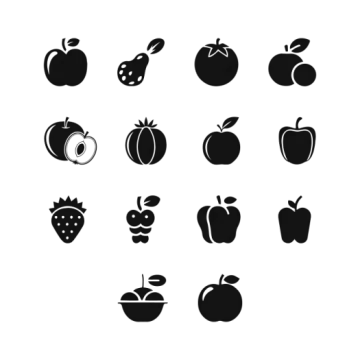 a set of black and white icons