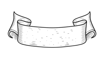 a black and white drawing of a scroll