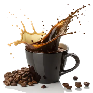 coffee splashing into a cup of coffee