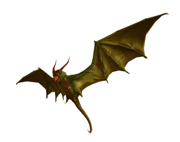 a large green dragon flying in the sky