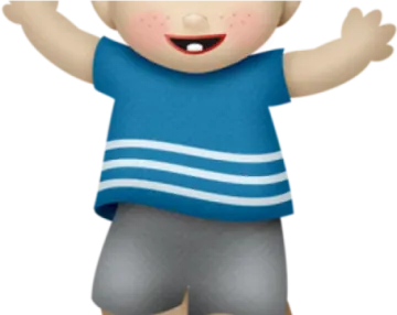 a cartoon boy with his hands up