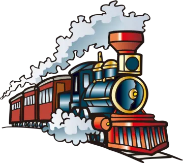 a cartoon train with smoke coming out of it